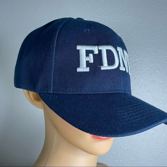 Heemang FDNY Mens OSFA Hat Navy Blue Adjustable Strapback Classic Baseball Cap - Picture 3 of 7